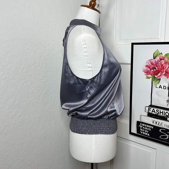 Universal Standard Glossy Halter Top in Gray Satin Size 3XS/2-4 - Picture 4 of 10